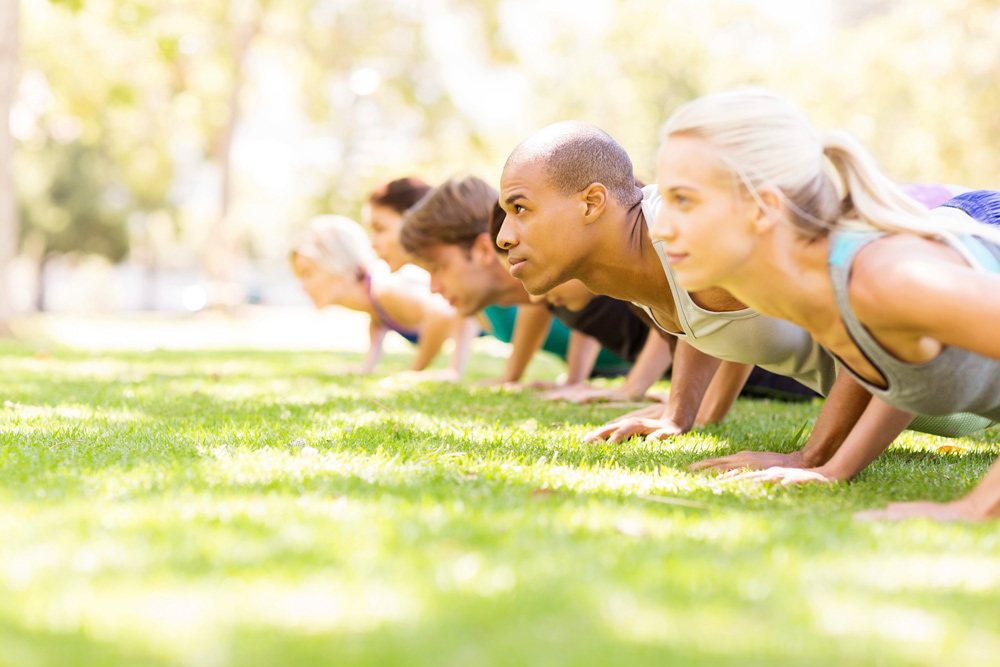 Pushups in a field