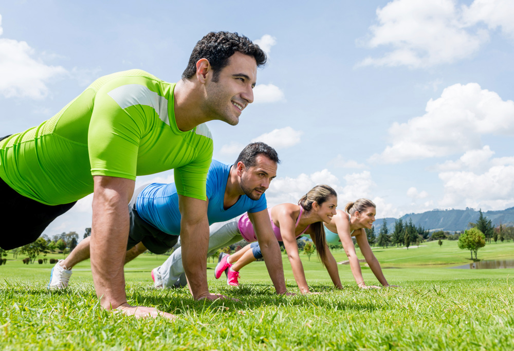 Pushups in a field